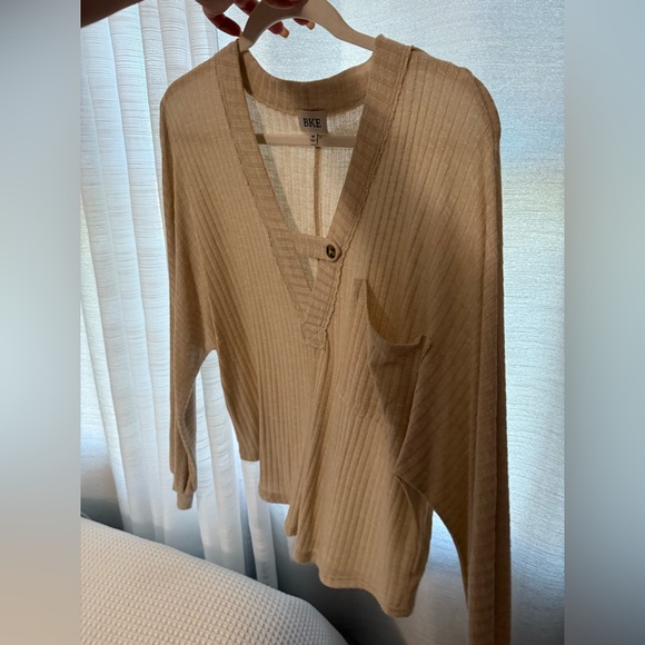 BKE Beige Knit Long sleeve Blouse Medium - Picture 5 of 5